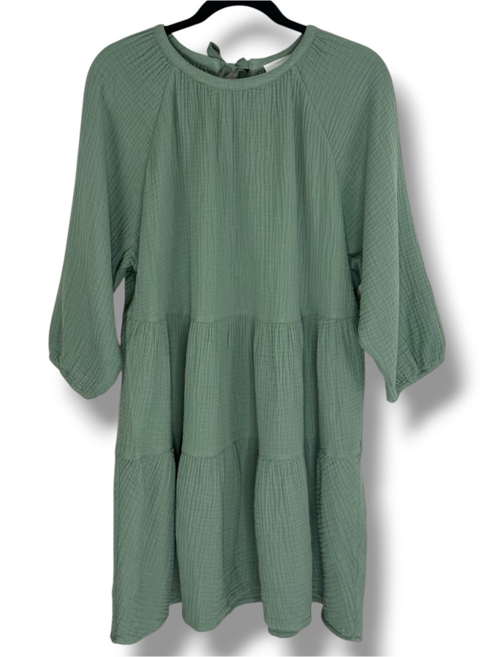 Alice Walk Organic Cotton Puff Sleeve Gauzy Dress Size L Minimalist Lagenlook
